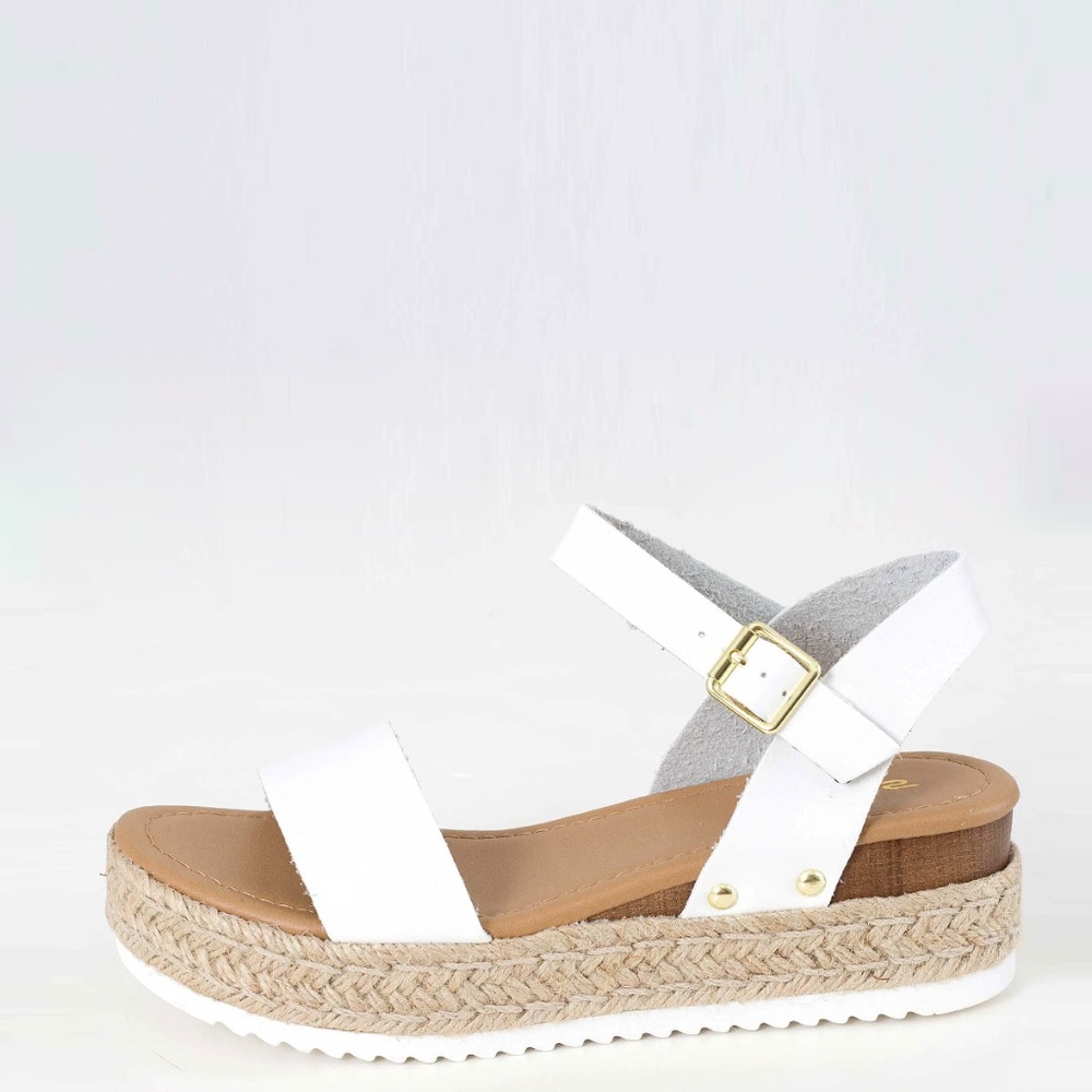 SZ 10 Open Toe Ankle Strap Espadrille Wedge Sandal - Picture 3 of 6